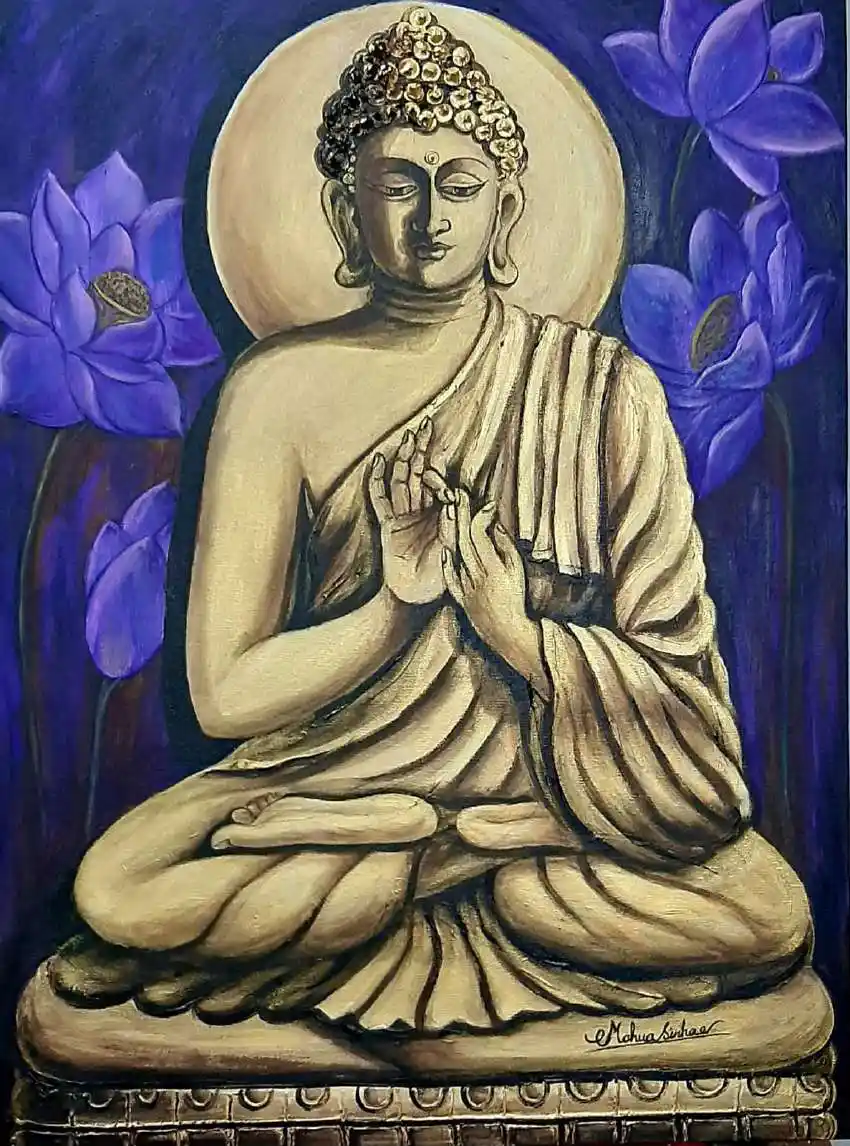 Amitabha, Acrylic painting, Realistic, Impressionism, Religious, Artwork, Handpainted, Art, Painting, VistaPallett